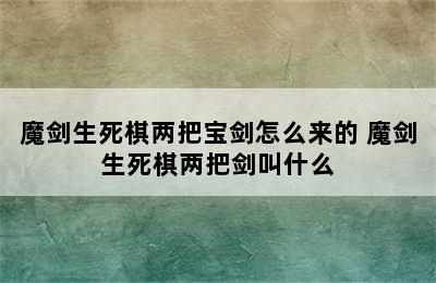 魔剑生死棋两把宝剑怎么来的 魔剑生死棋两把剑叫什么